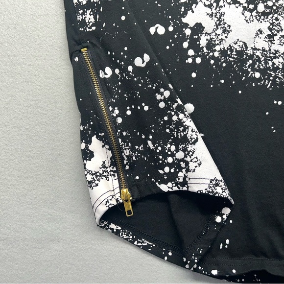 SCREENSHOT Womens Top Shirt XL X-Large Black Gold White Splatter Short Sleeve - Picture 5 of 11